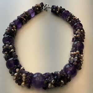 Amethyst and water pearl necklace